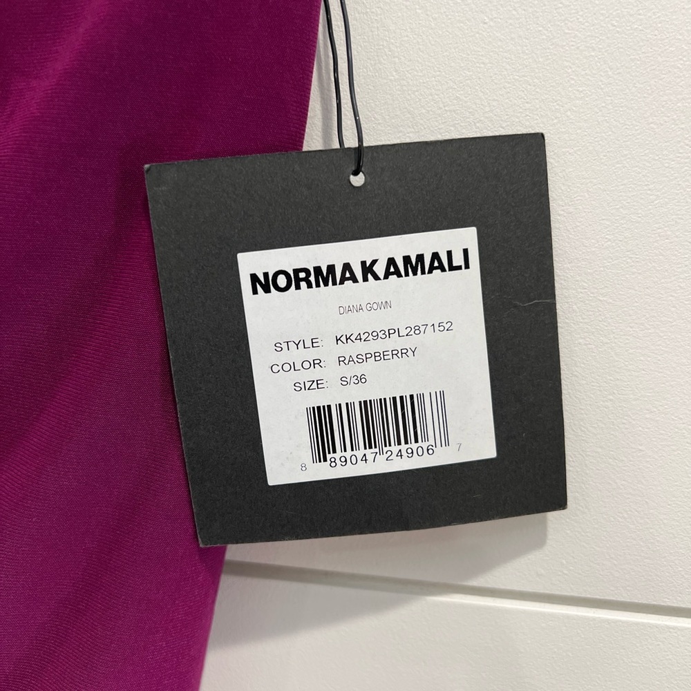 NWT Norma Kamali raspberry Diana ruched one shoulder gown - Picture 8 of 8